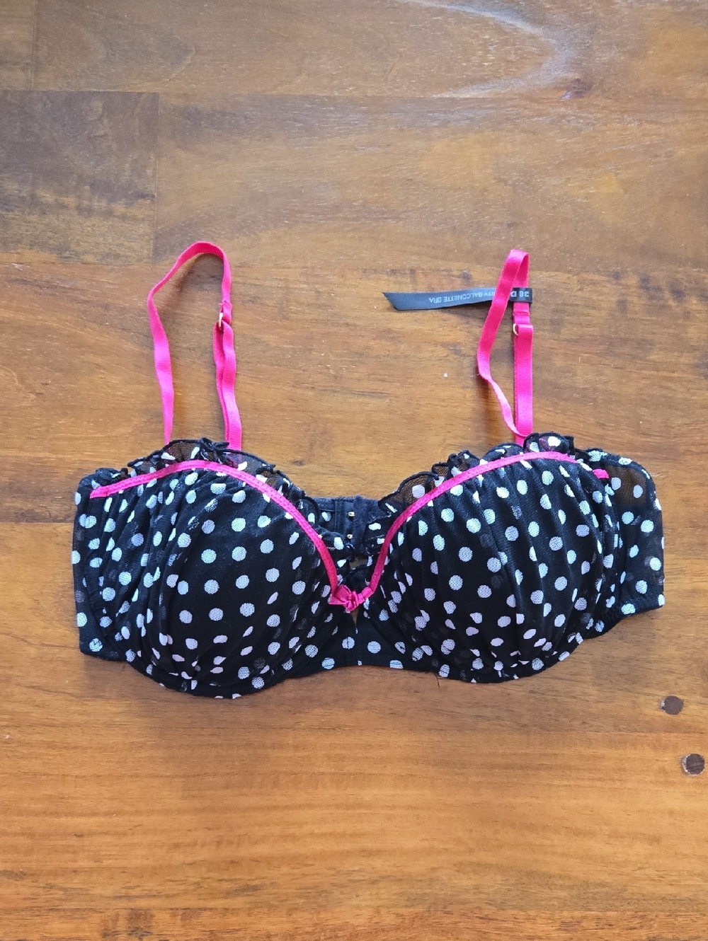 Express Polka Dot Underwire Bra  Black and Pink 36D